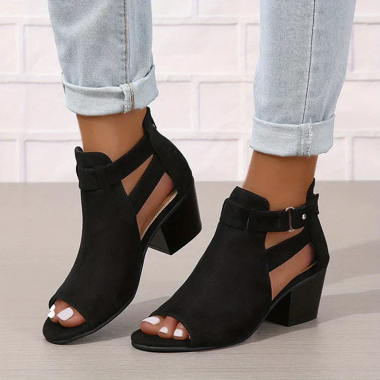 Retro Stacked-Heel Comfort Sandals for Women