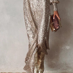 Emma | Women Maxi Sequin Dress Gold