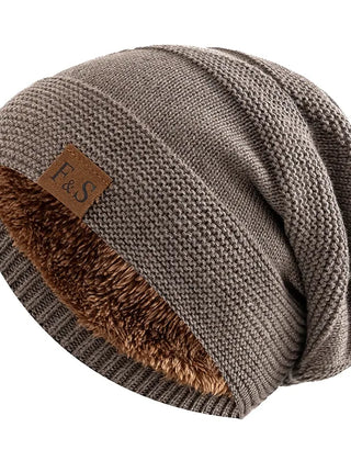 Annika | Women's Faux Fur Lined Slouchy Knit Beanie