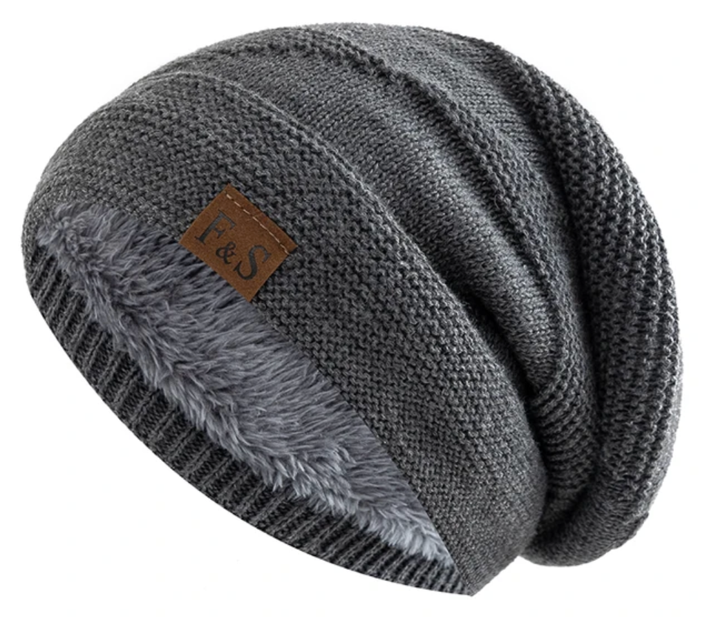 Annika | Women's Faux Fur Lined Slouchy Knit Beanie