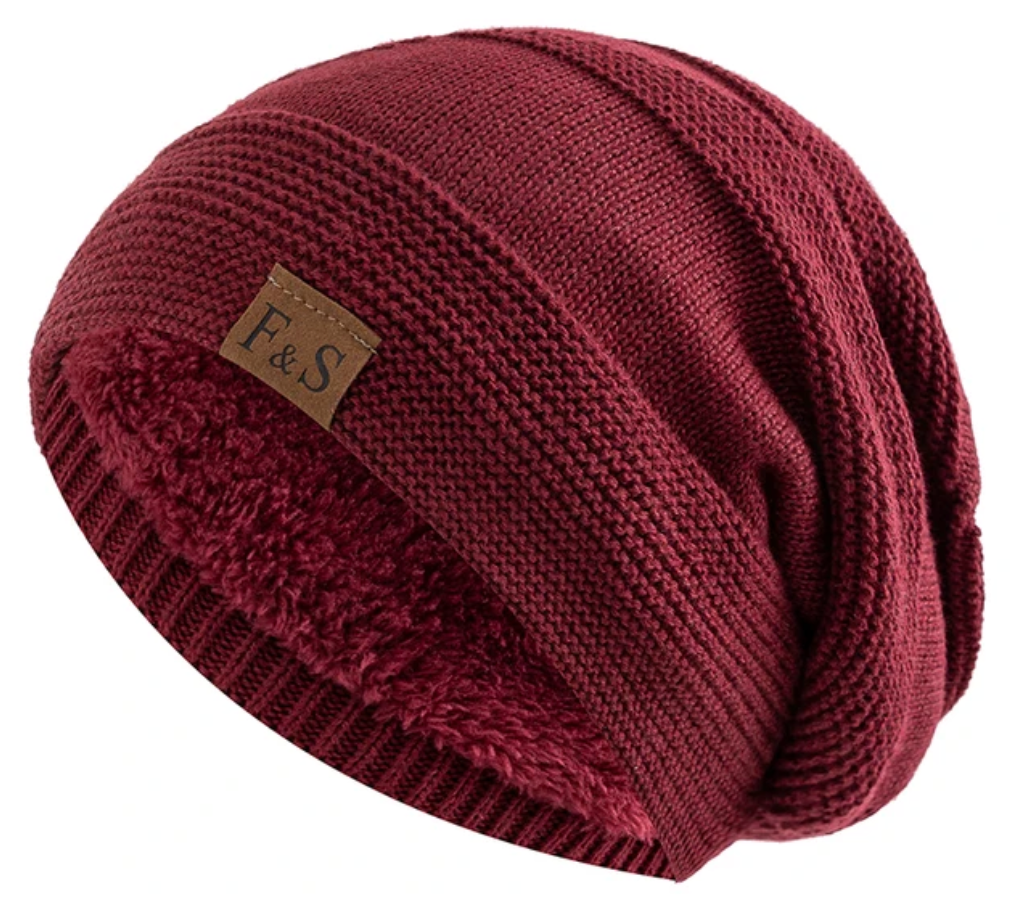 Annika | Women's Faux Fur Lined Slouchy Knit Beanie