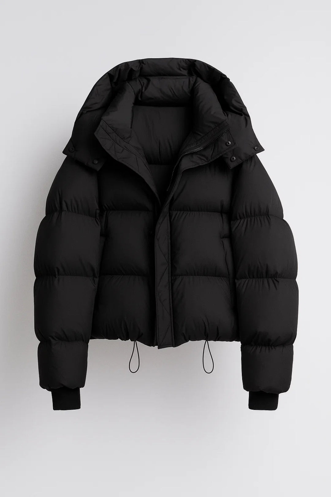 Aspen | Women's Oversized Cropped Black Puffer Jacket With Hood