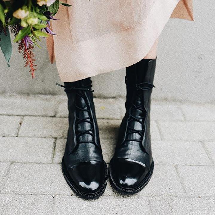Ruby | Minimal Lace Up Boots Black