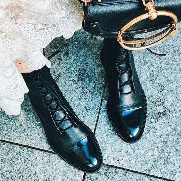 Ruby | Minimal Lace Up Boots Black