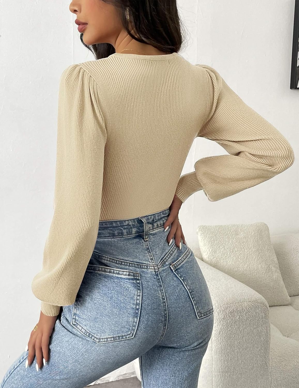Ava | Ribbed Long Sleeve Gown - Lorena