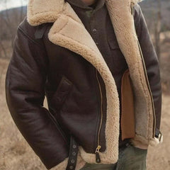Bastian | Men's Faux Shearling Aviator Jacket Brown
