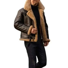 Bastian | Men's Faux Shearling Aviator Jacket Brown