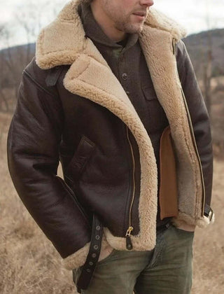 Bastian | Men's Faux Shearling Aviator Jacket Brown