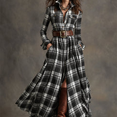Benjamin | Belted Black Button Up Dress