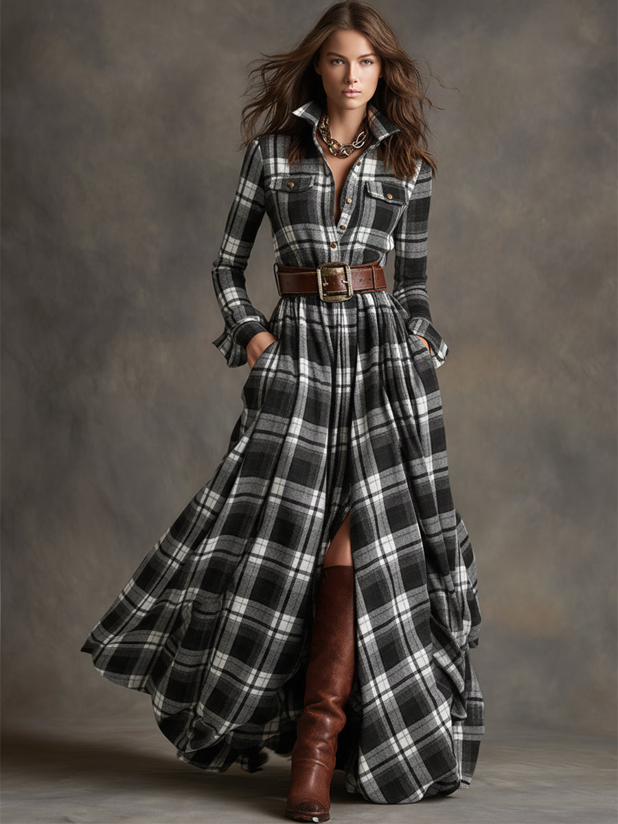 Benjamin | Belted Black Button Up Dress