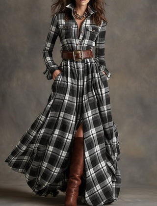 Benjamin | Belted Black Button Up Dress
