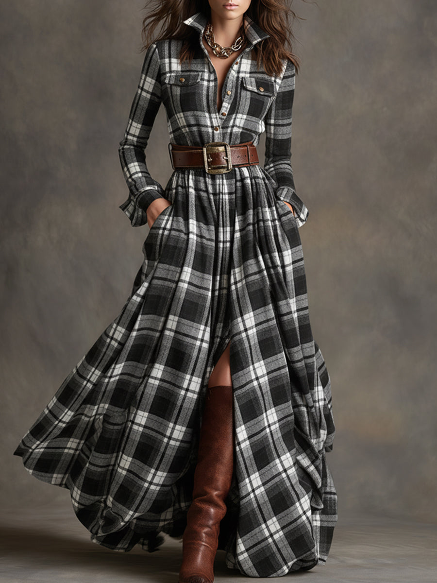 Benjamin | Belted Black Button Up Dress