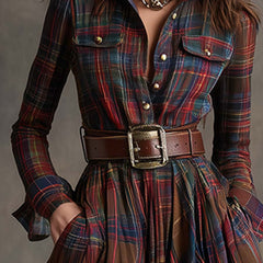 Benjamin | Belted Black Button Up Dress