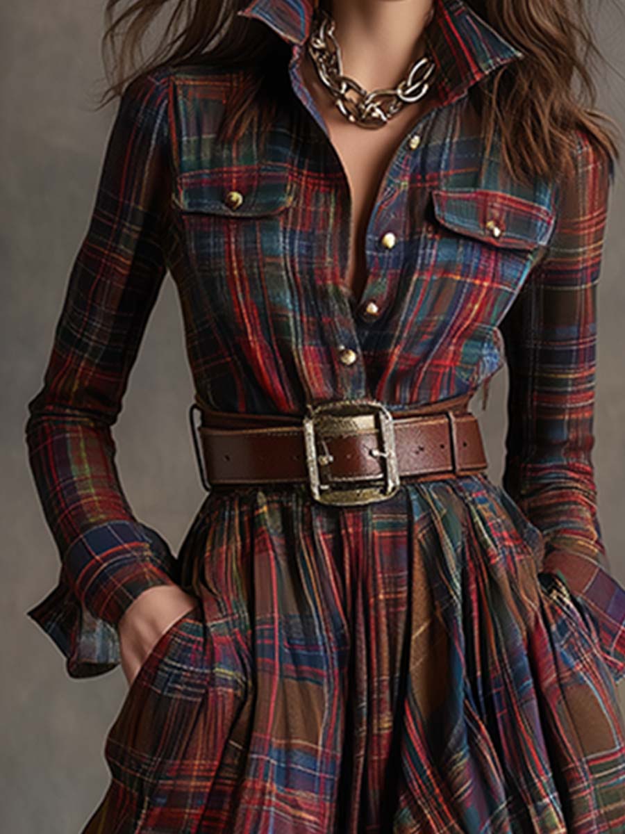 Benjamin | Belted Black Button Up Dress
