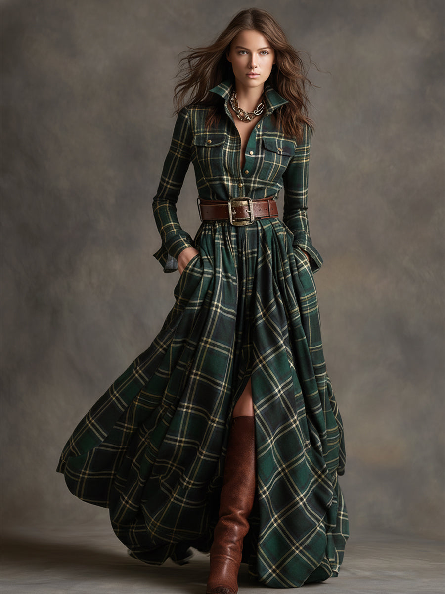Benjamin | Belted Black Button Up Dress