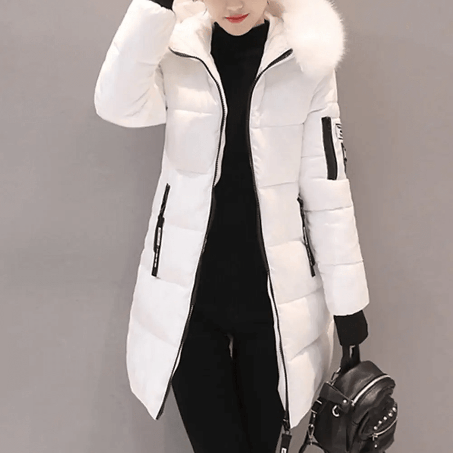Bettina | Women's Windproof Long Puffer Jacket With Faux Fur Hood