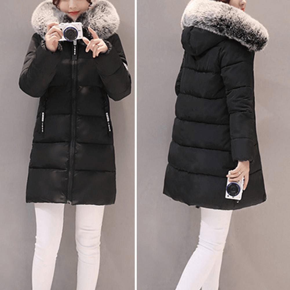 Bettina | Women's Windproof Long Puffer Jacket With Faux Fur Hood