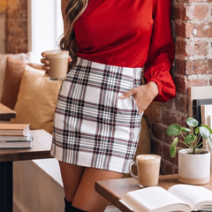 Charlotte | Mini Mini Plaid Womens Skirt White