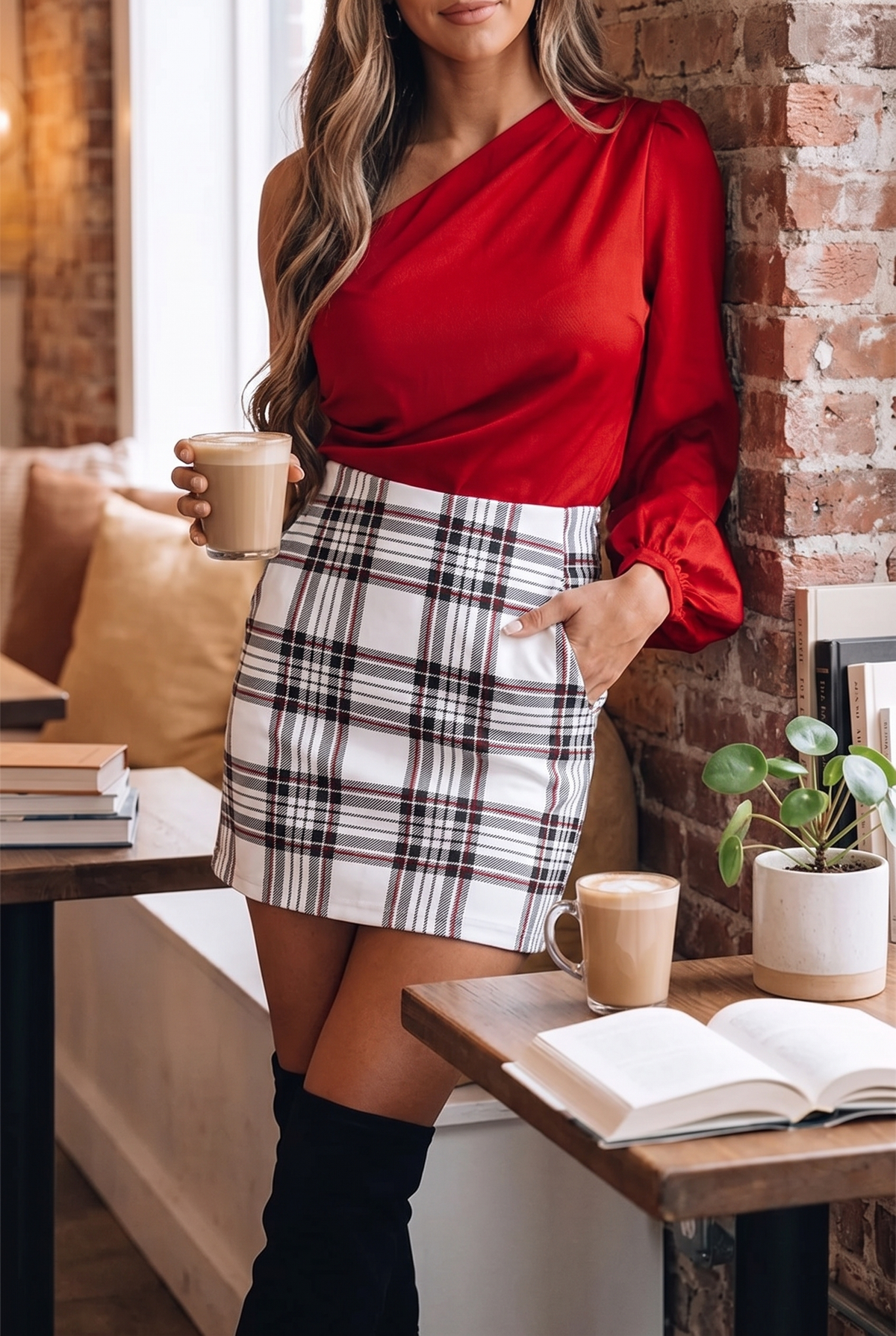 Charlotte | Mini Mini Plaid Womens Skirt White