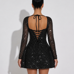 Charlotte | Wedding Guest Black Mini Dress