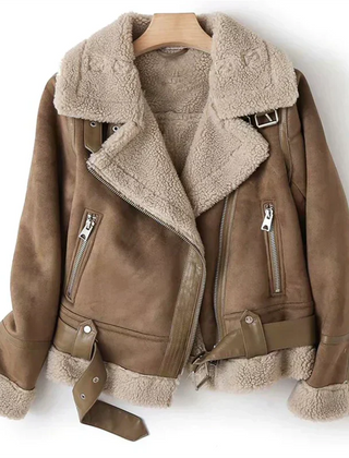 Ilse | Leather Look Sherpa Winter Jacket