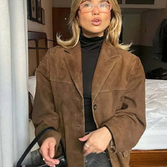 Cosima | Women's Oversized Faux Suede Jacket Brown