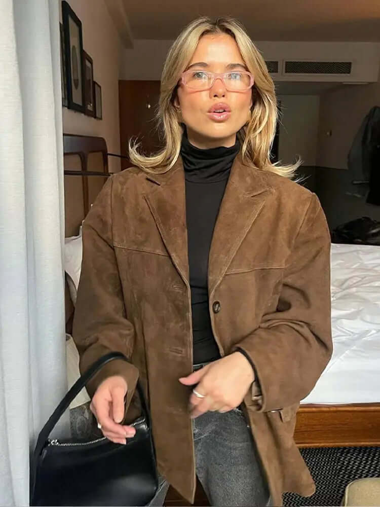 Cosima | Women's Oversized Faux Suede Jacket Brown