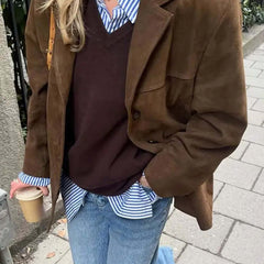 Cosima | Women's Oversized Faux Suede Jacket Brown