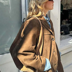 Cosima | Women's Oversized Faux Suede Jacket Brown