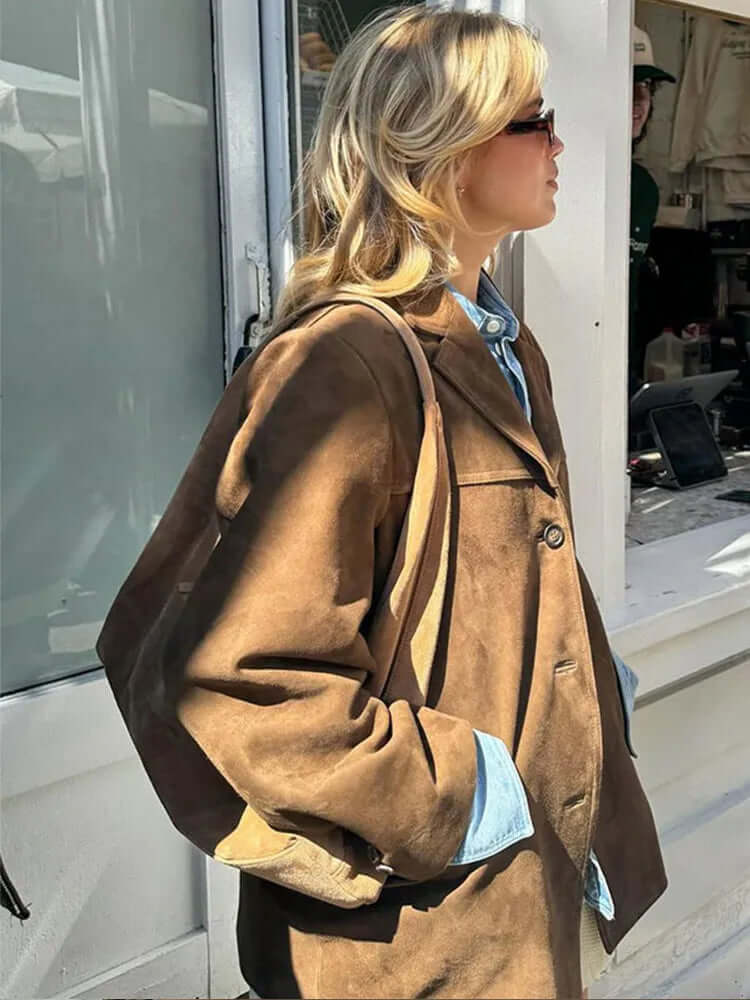 Cosima | Women's Oversized Faux Suede Jacket Brown
