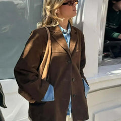 Cosima | Women's Oversized Faux Suede Jacket Brown