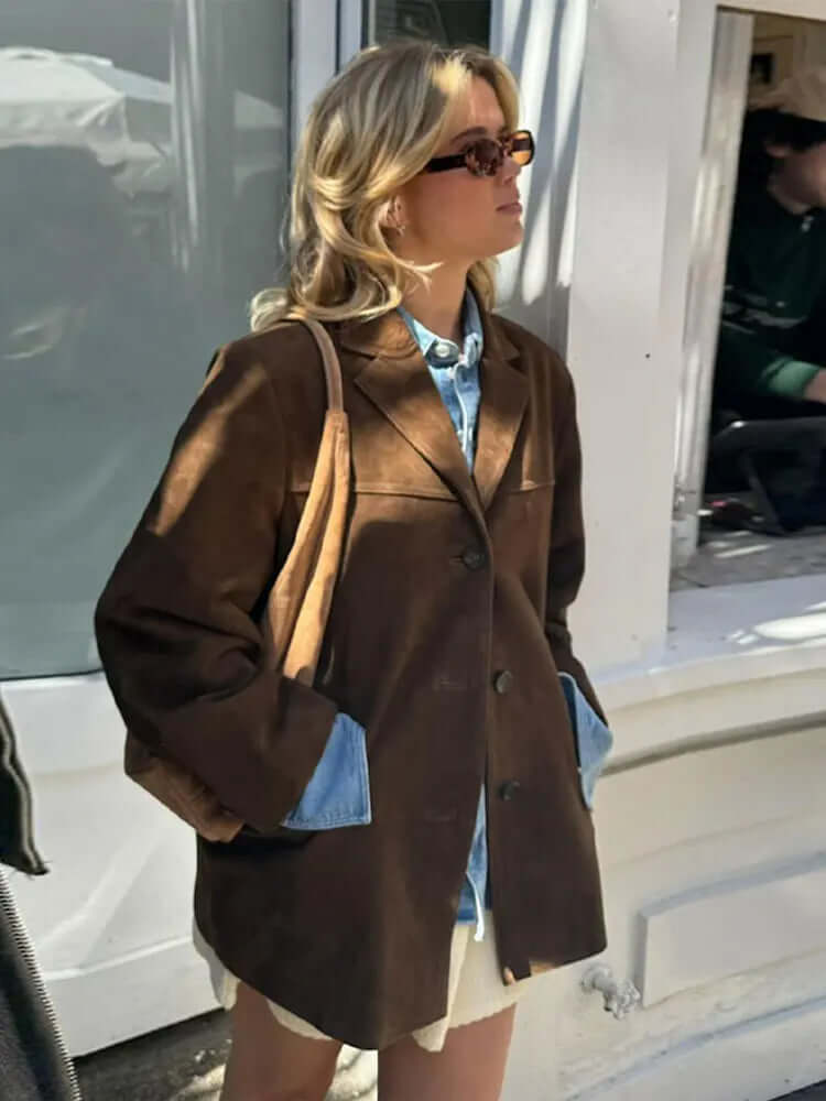 Cosima | Women's Oversized Faux Suede Jacket Brown