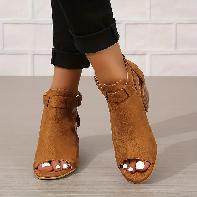 Retro Stacked-Heel Comfort Sandals for Women