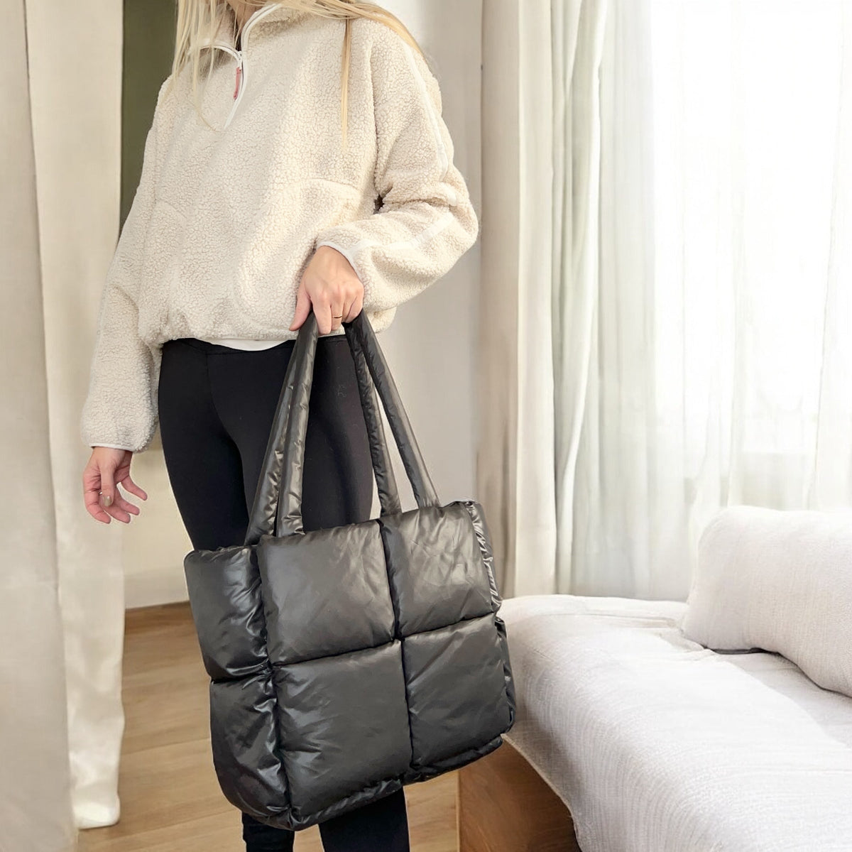 Elia | Women's Large Quilted Puffer Tote Bag