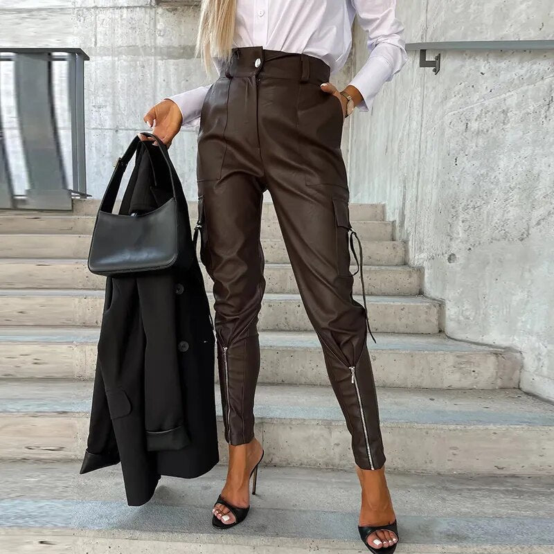 Emma | Leather Women Trendy Pants