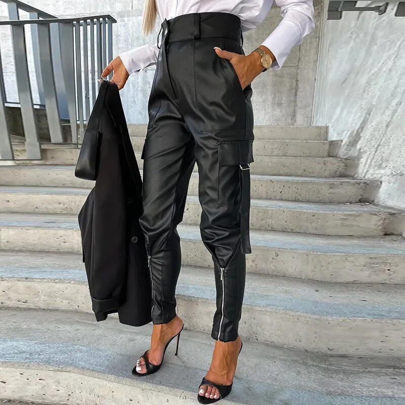 Emma | Leather Women Trendy Pants