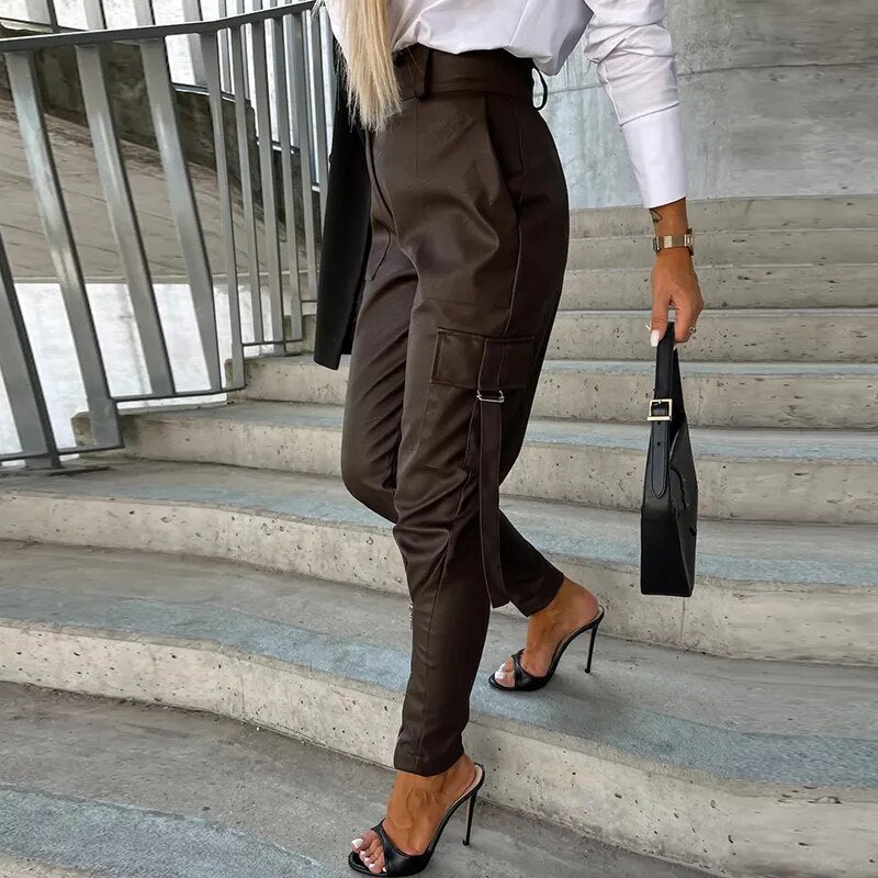 Emma | Leather Women Trendy Pants