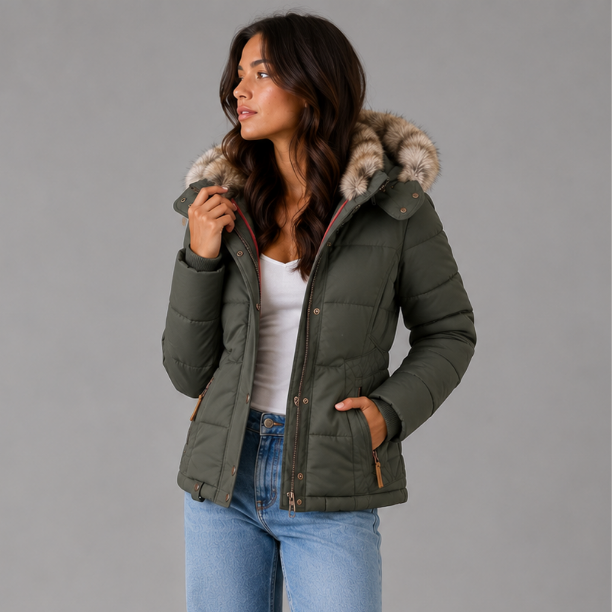 Harriet | Faux Fur Hood Winter Jacket