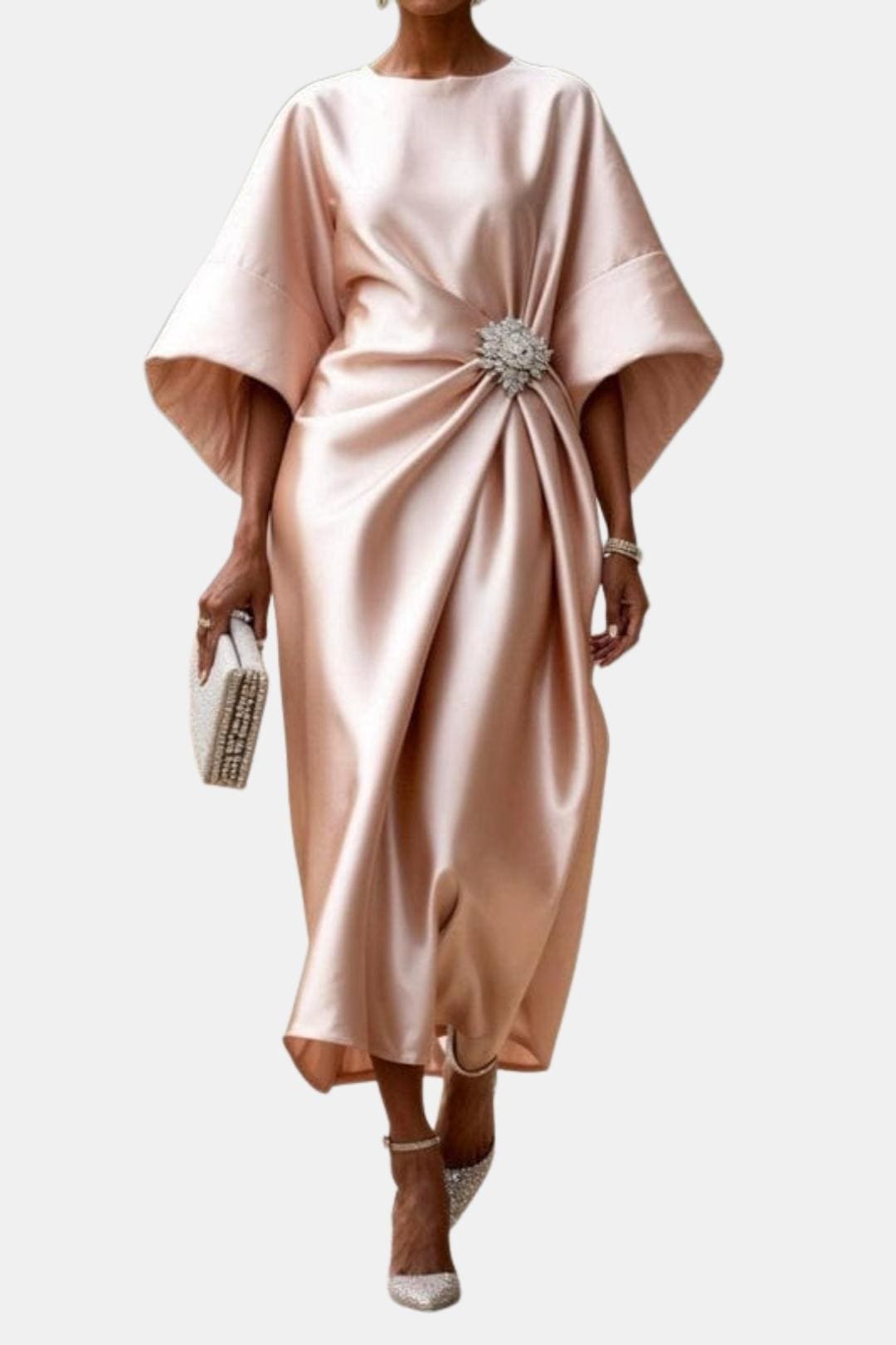 Ava | Sleeve Satin Long Elegant Dress