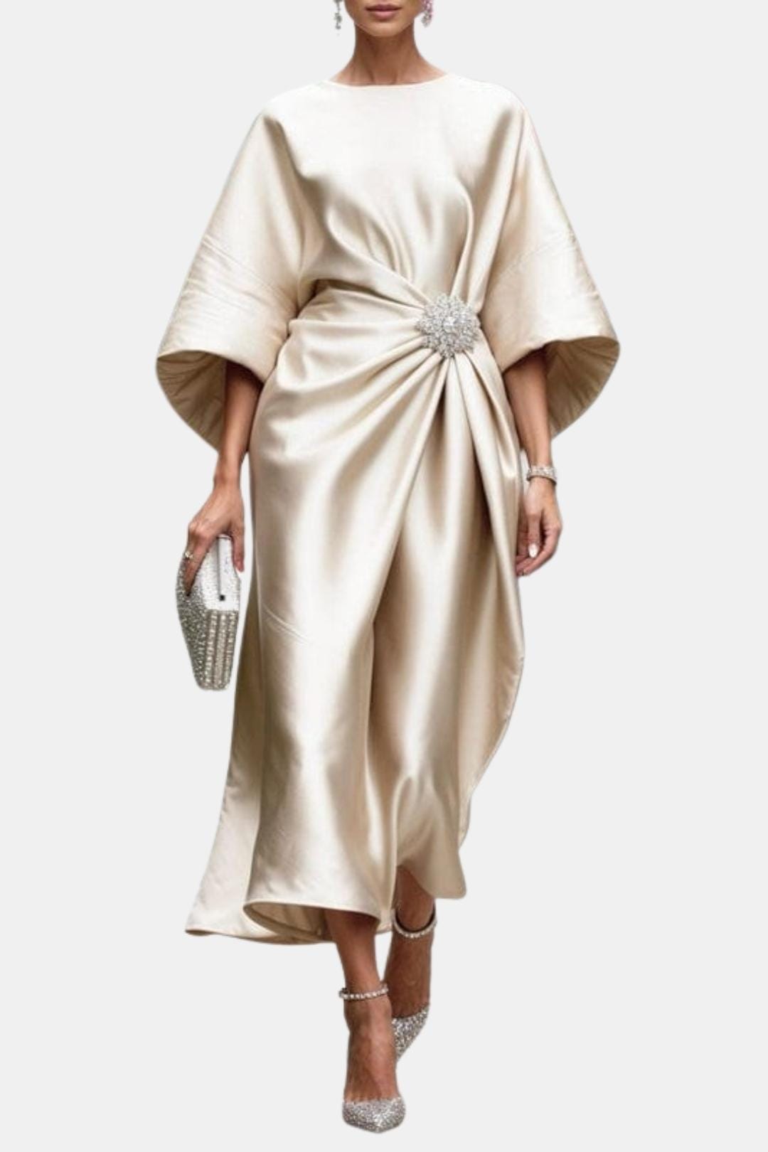 Ava | Sleeve Satin Long Elegant Dress