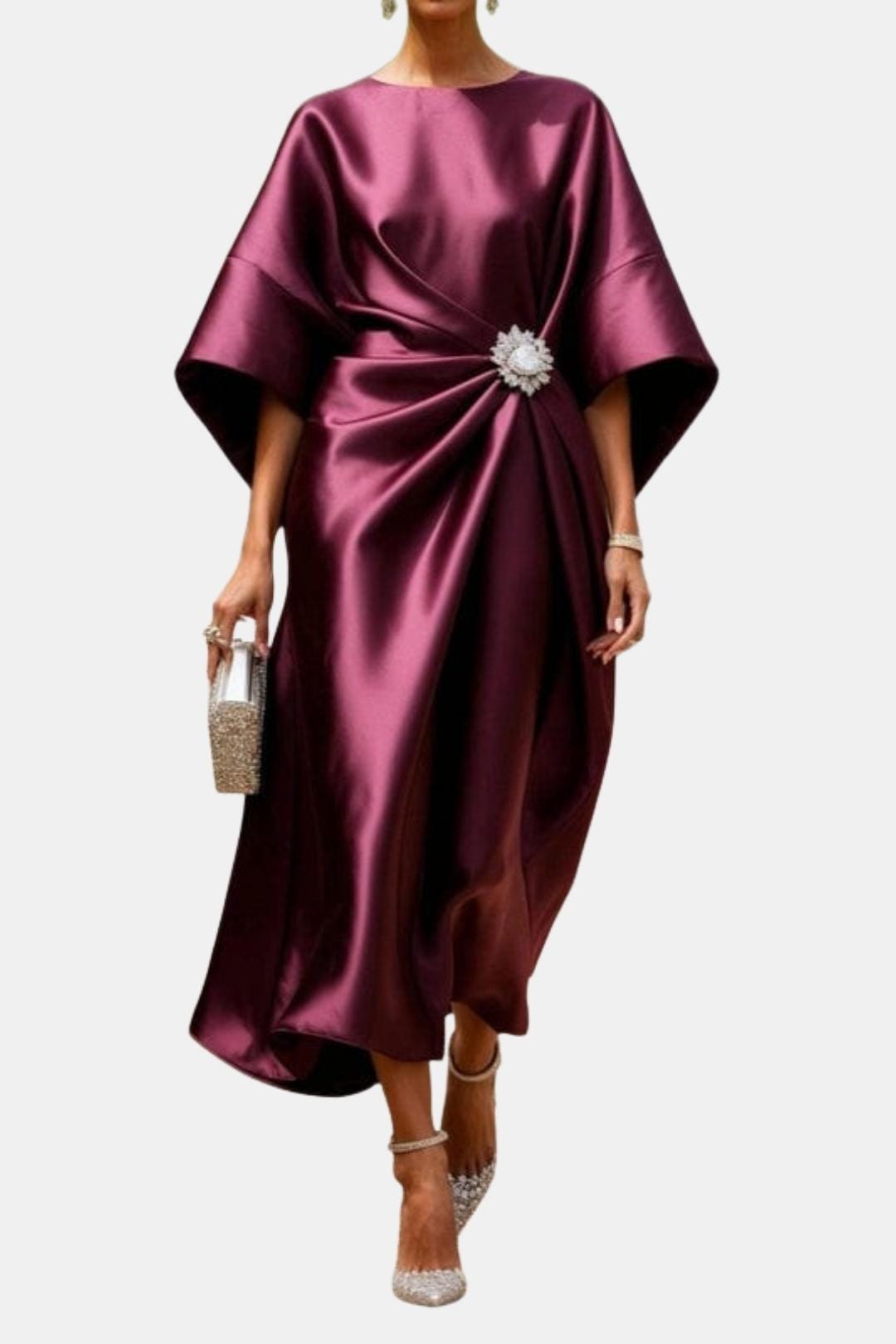 Ava | Sleeve Satin Long Elegant Dress