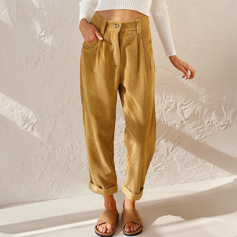 Henrietta | Women's High Waisted Tapered Corduroy Pants