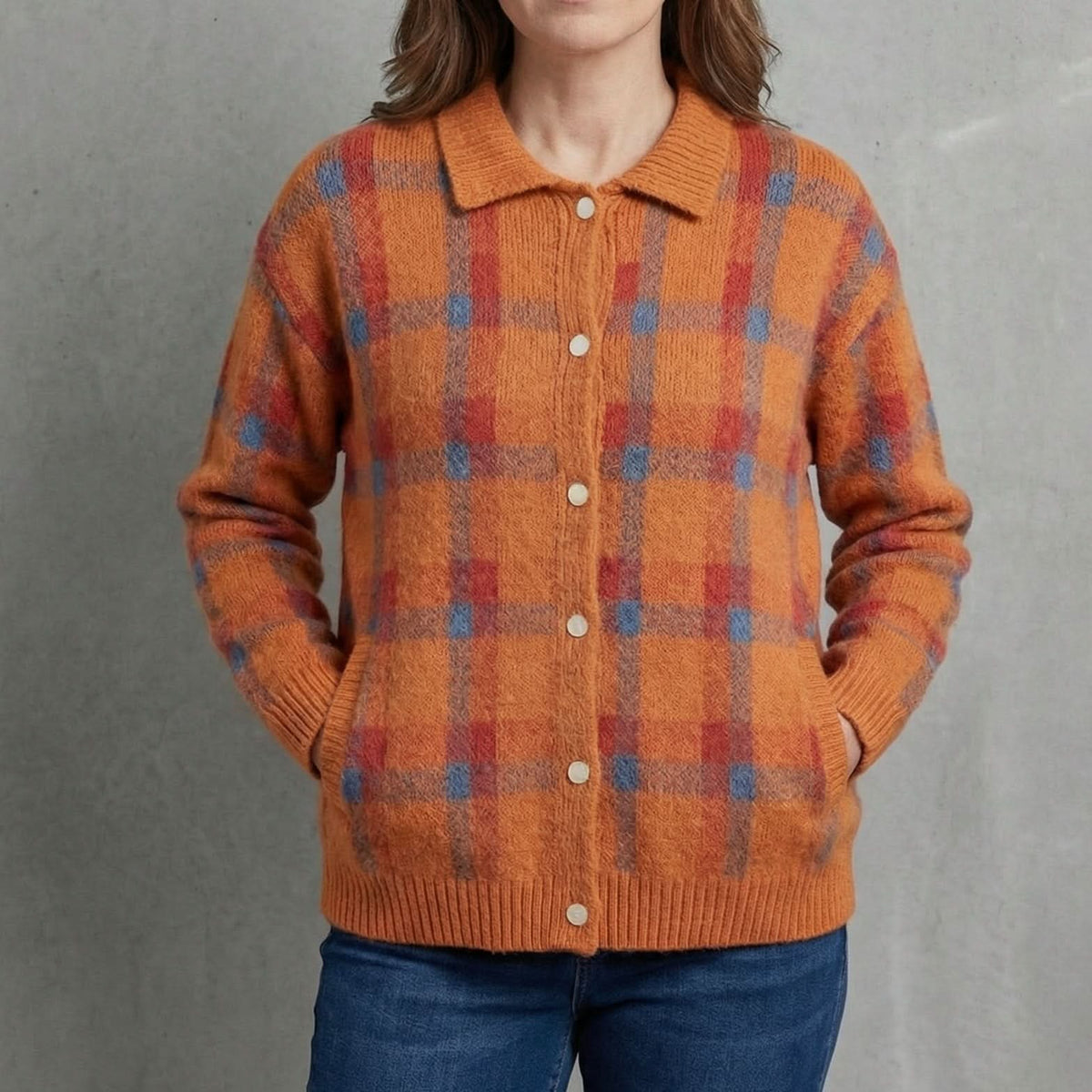 Women's Checkered Knit Sweater