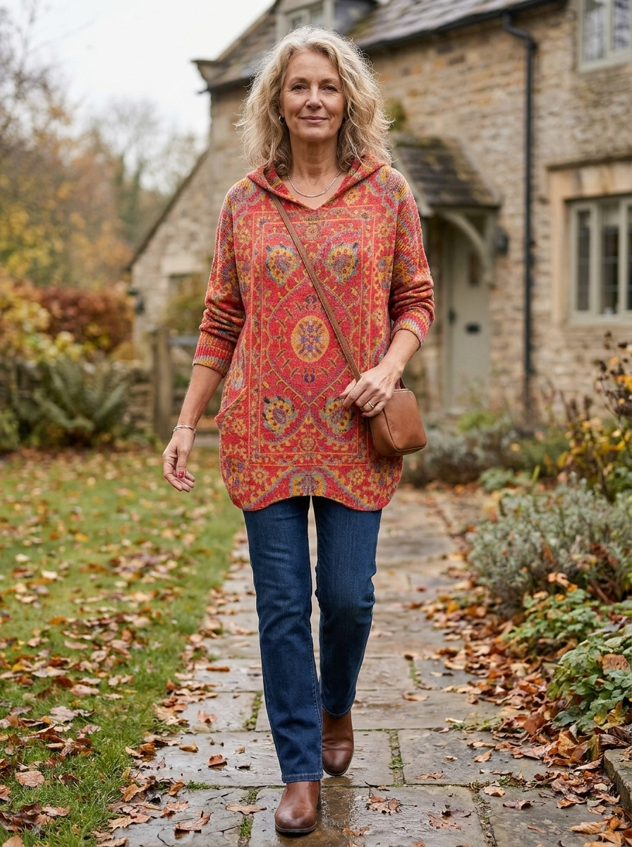 Saoirse Hooded Tunic Bohemian Print
