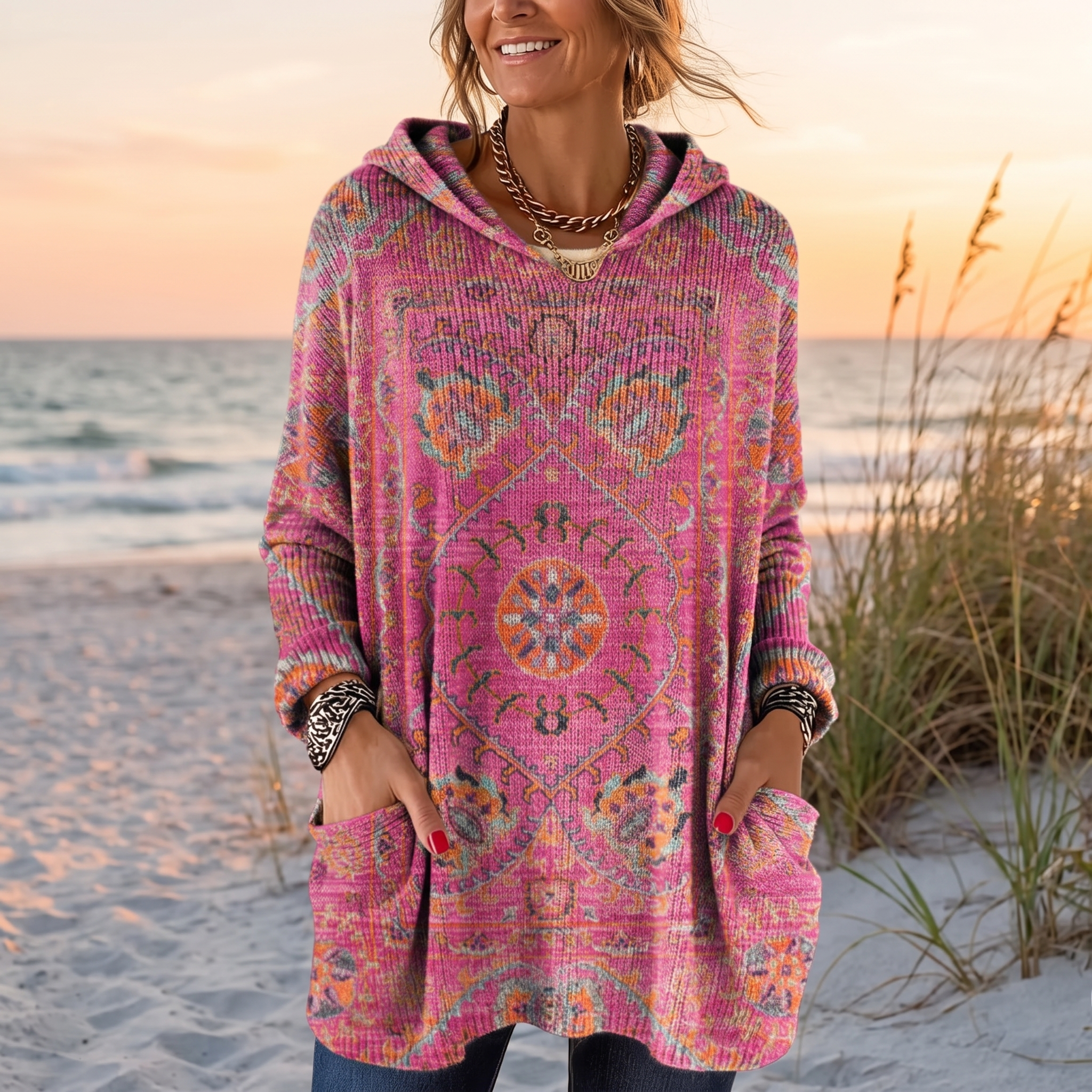 Saoirse Hooded Tunic Bohemian Print