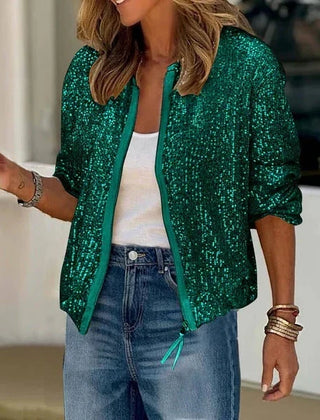 Charlotte | Bomber Women Sequin Leather Jacket
