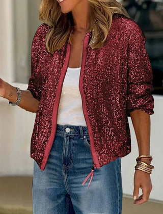 Charlotte | Bomber Women Sequin Leather Jacket