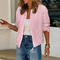 Charlotte | Bomber Women Sequin Leather Jacket