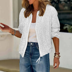 Charlotte | Bomber Women Sequin Leather Jacket