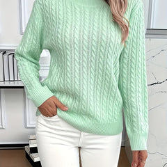 Ava | Cable Knit Neck Round Jumper